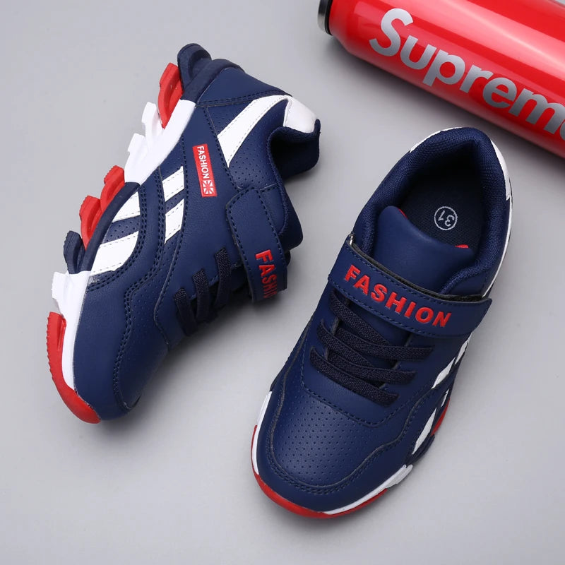 Kids' Sneakers - Low-Top Kids Sneakers - Hook-Loop Velcro Lace-Up All-Season Shoes