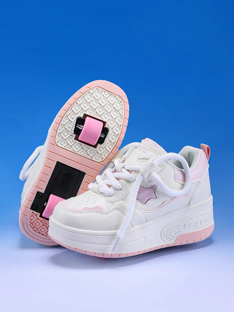 Kids' Sneakers - Platform Kids Sneakers - Lace-Up All-Season Shoes