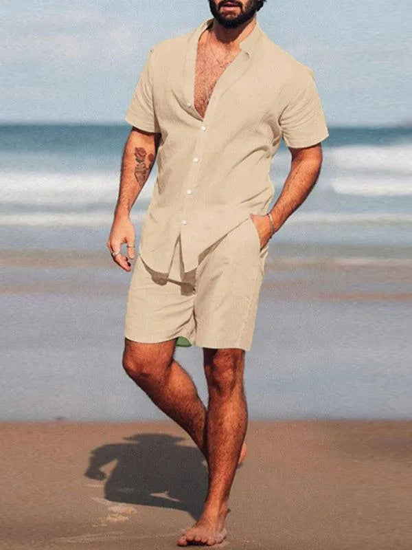 Men’s Casual Long-Sleeve Shorts Set-LeStyleParfait