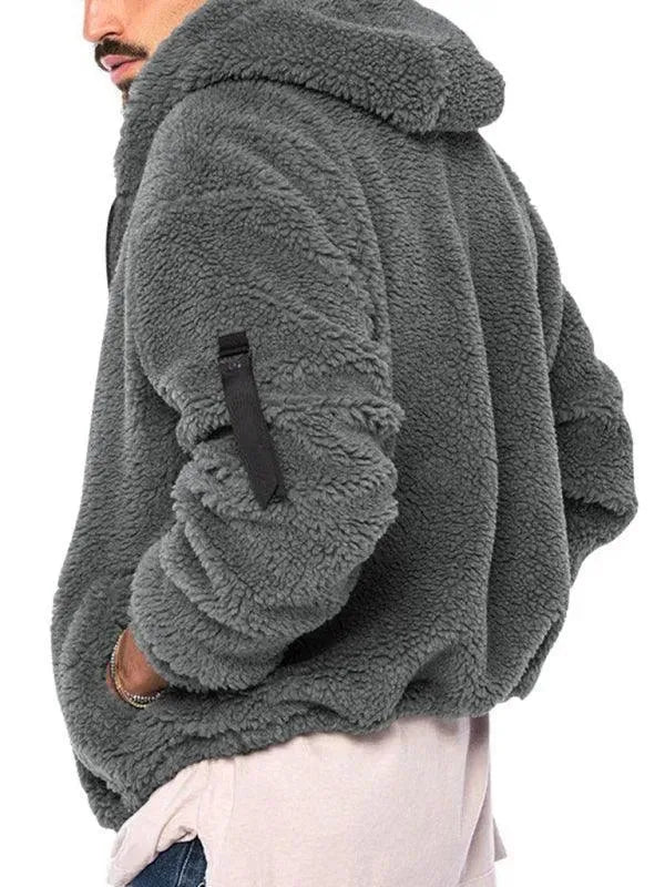 Men’s Hooded Fleece Bomber Jacket Warm Style