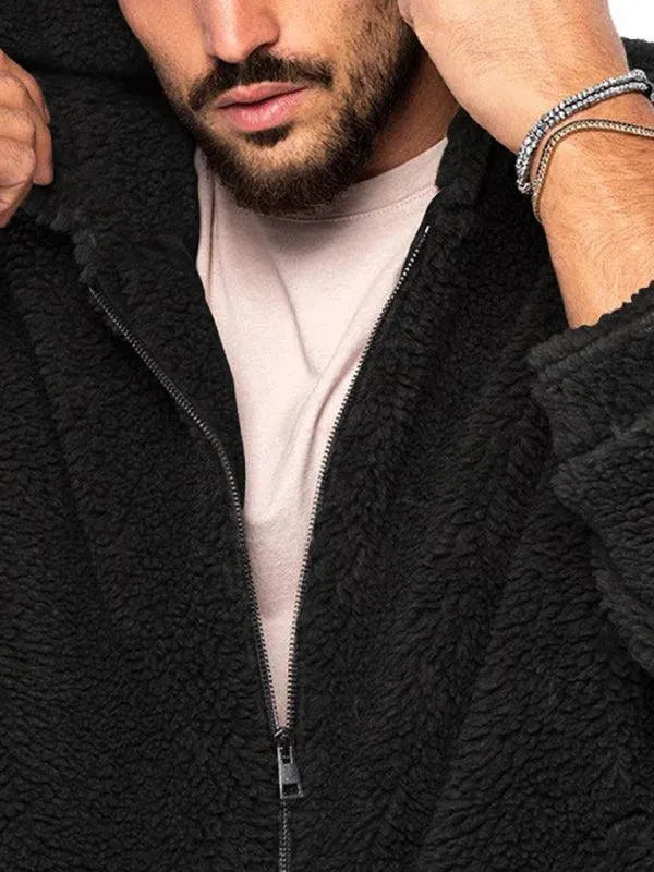 Men’s Hooded Fleece Bomber Jacket Warm Style