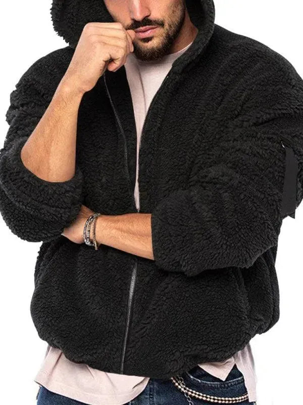 Men’s Hooded Fleece Bomber Jacket Warm Style