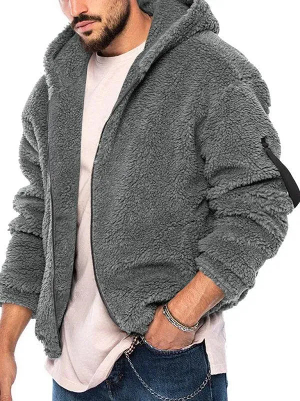 Men’s Hooded Fleece Bomber Jacket Warm Style