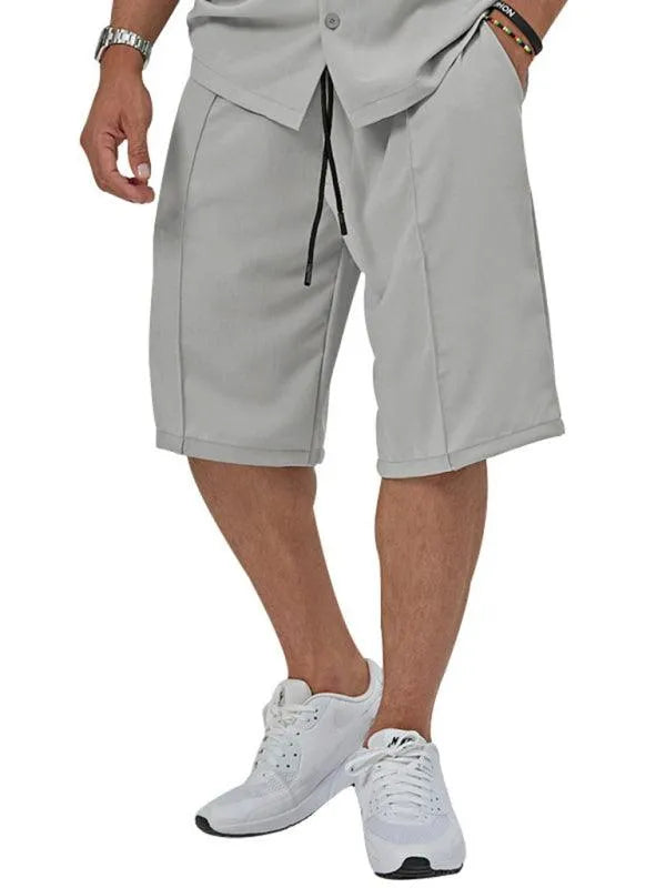 Men's Lapel Casual Shorts Set-LeStyleParfait