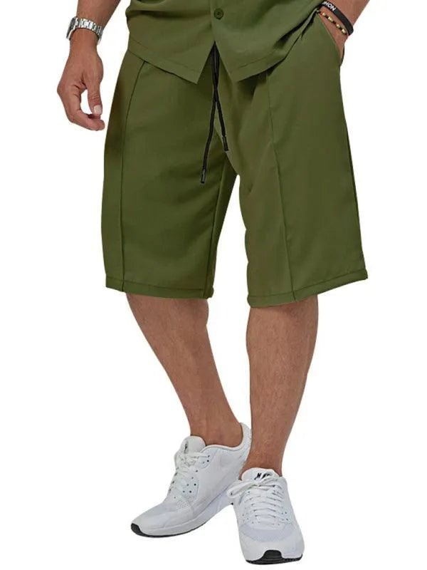 Men's Lapel Casual Shorts Set-LeStyleParfait