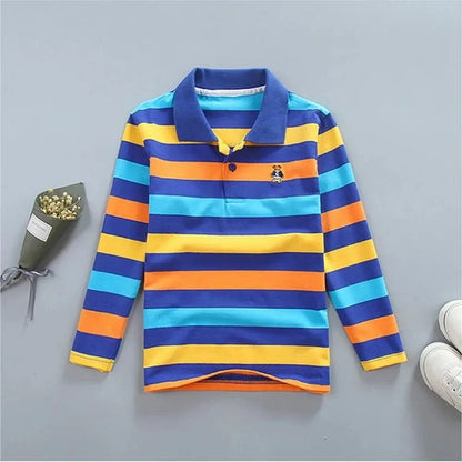 Striped Polyester Polo Shirt for Kids