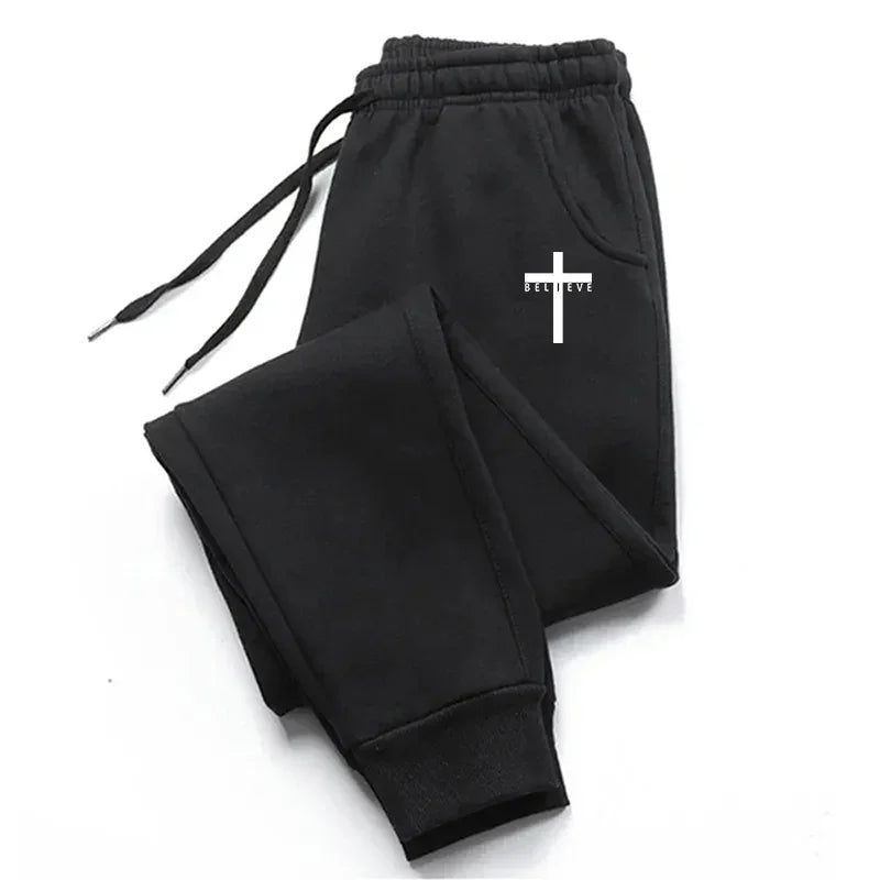 Sporty Casual Men Jogger Pants - Mid-Rise Soft Fleece
