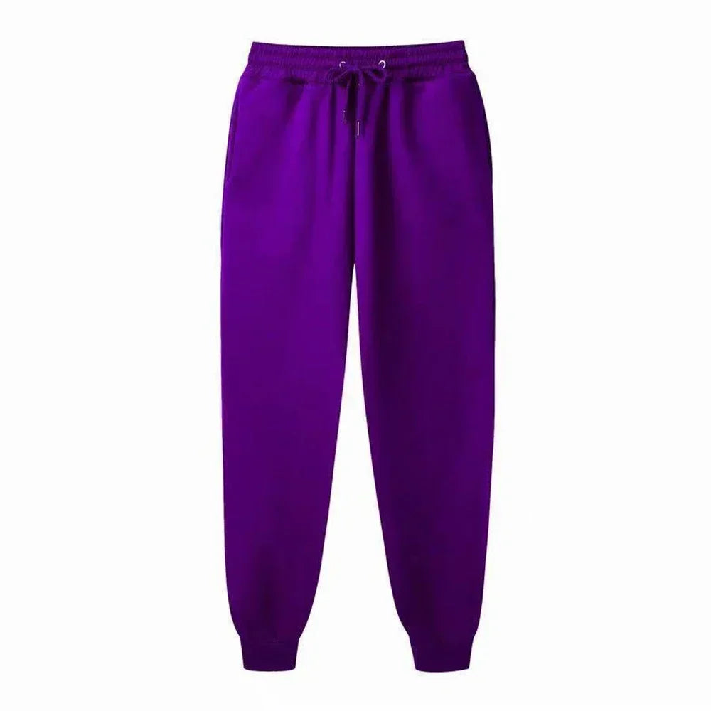 Sporty Casual Unisex Jogger Pants - Mid Rise Fleece Comfort