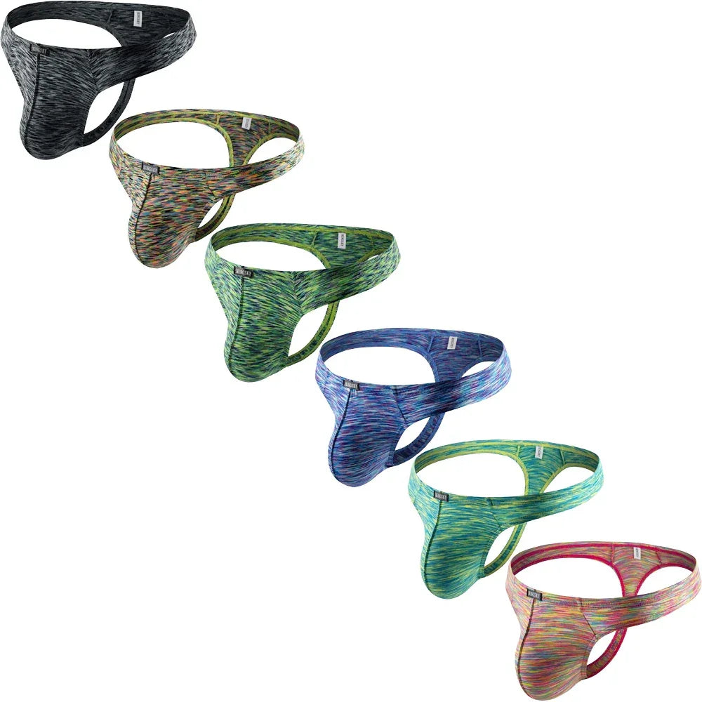 Men's Quick-dry Bulge Thong Colorful T-back Underwear Stretch Sporty Under Panties for Men