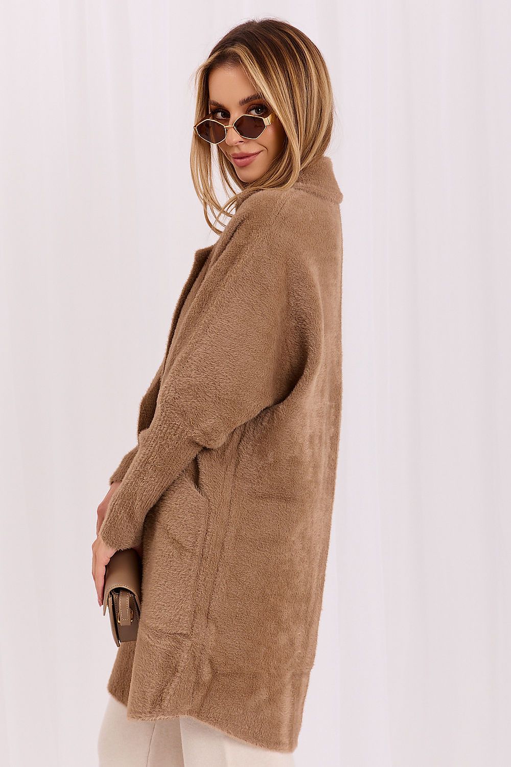 Women's Beige Wool Blend Casual Coat