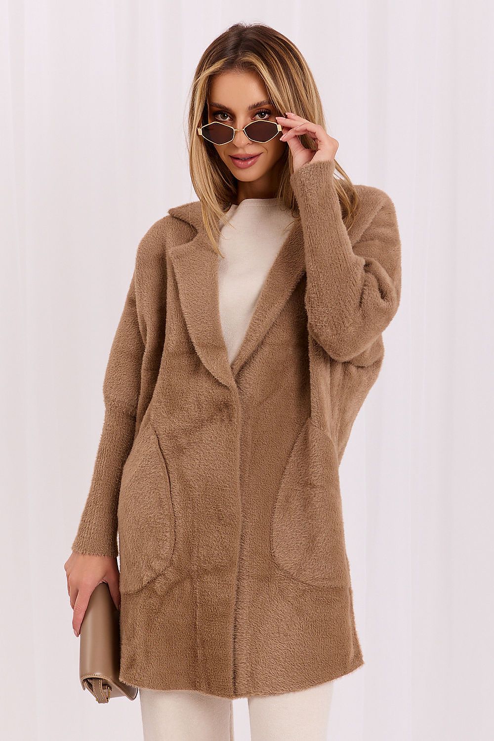 Women's Beige Wool Blend Casual Coat