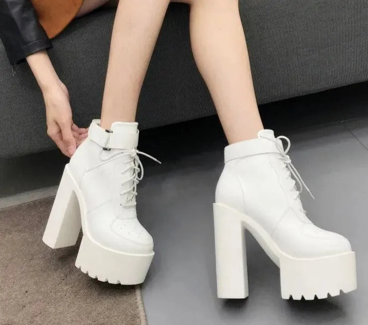 Women's Boots - Women Platform Ankle Boots Sneakers - Lace-Up Spring-Autumn Shoes