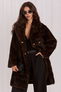 Women's Brown Long Belted Wool Blend Coat