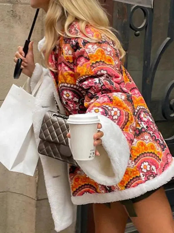 Women's Floral Overcoat Open Front Casual Style