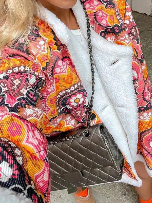 Women's Floral Overcoat Open Front Casual Style