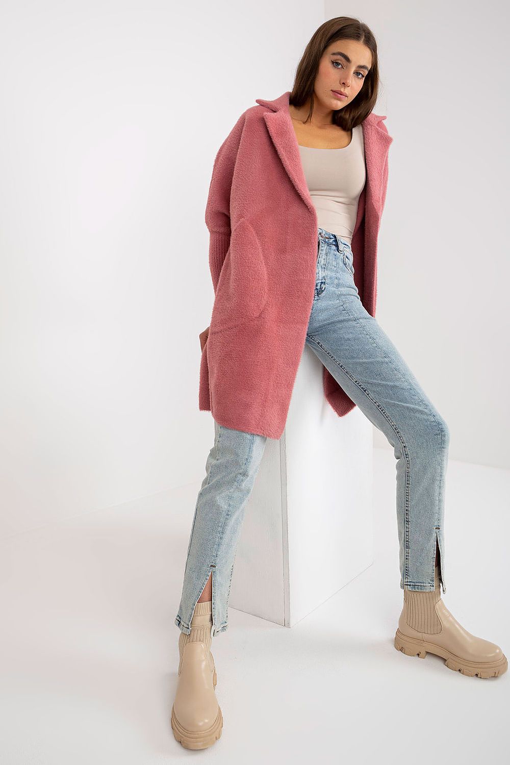 Women's Long Wool Blend Lapel Overcoat