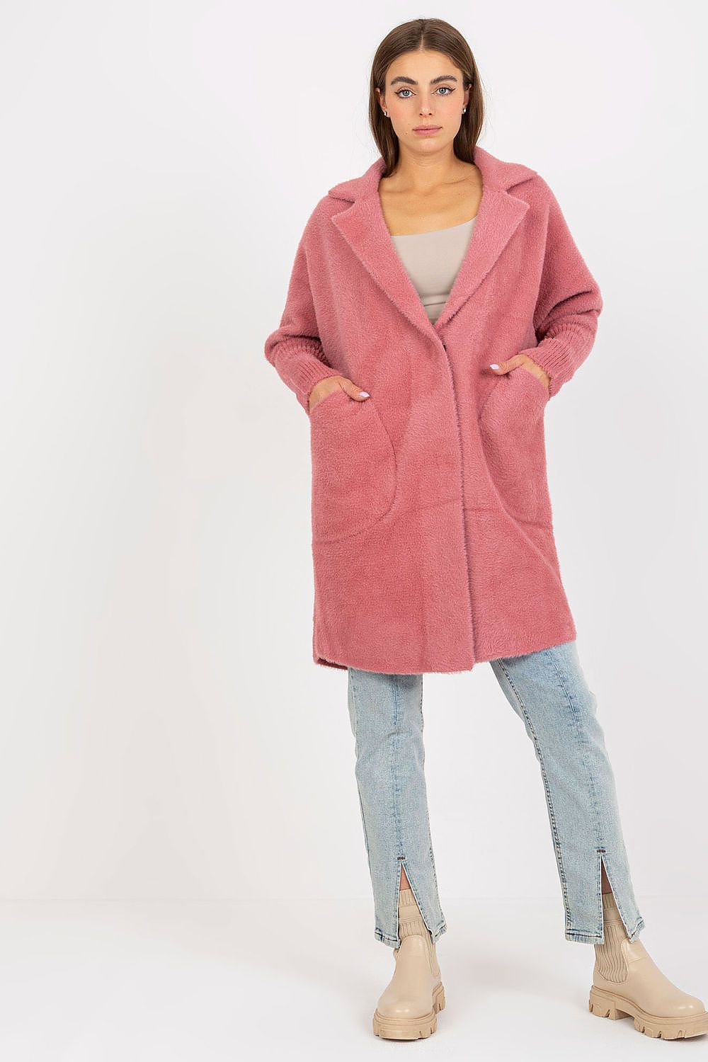 Women's Long Wool Blend Lapel Overcoat