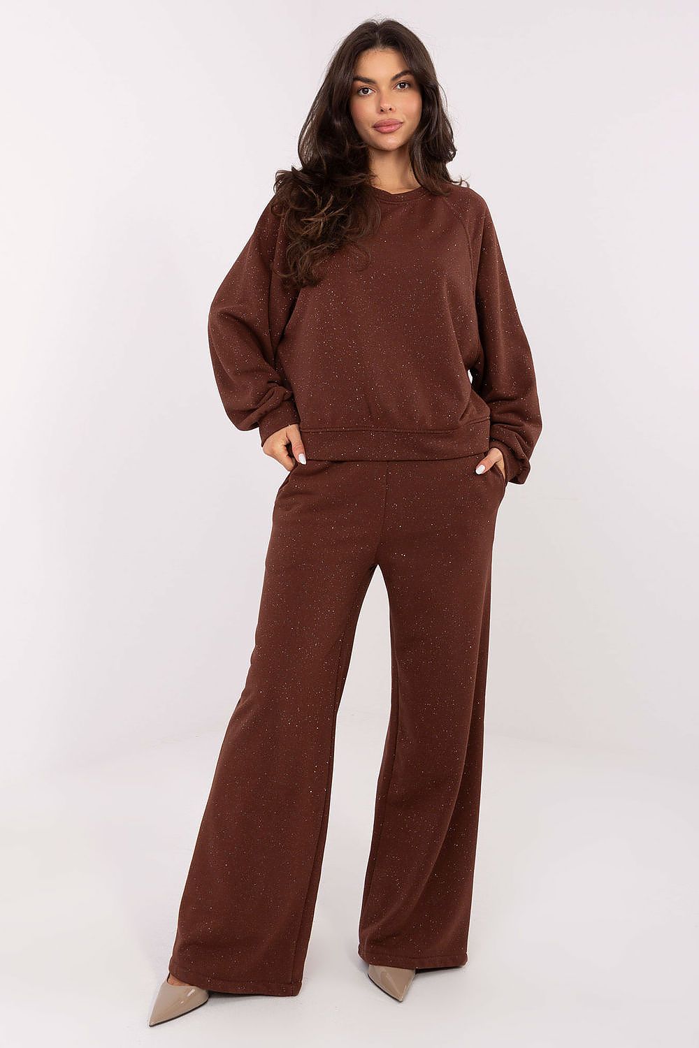 Women's Satin Sheen Tracksuit Trousers — Brown