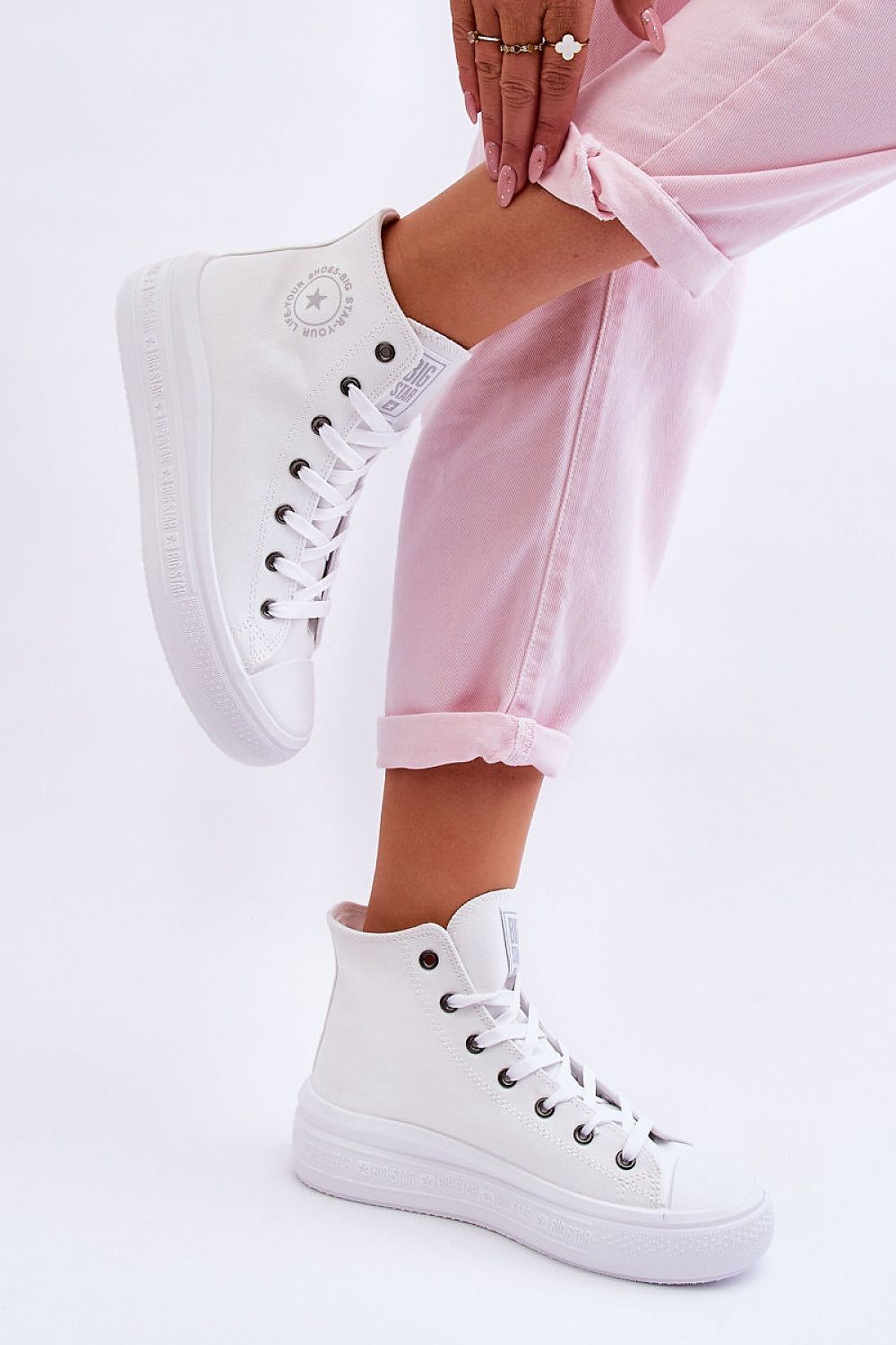 Women's Sneakers - High Tops Women Sneakers - Lace-Up All-Season Shoes
