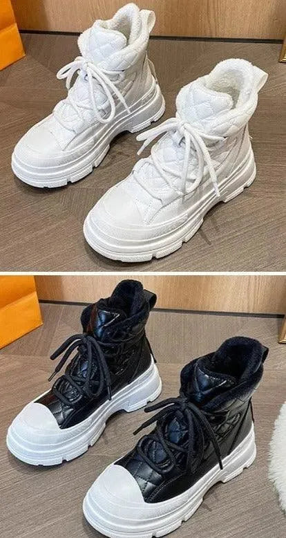 Women's Sneakers - Women Platform Ankle Boots Sneakers - Lace-Up All-Season Shoes