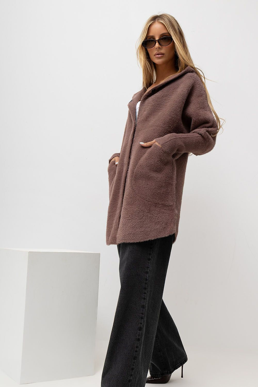 Women's Violet Hooded Transitional Coat