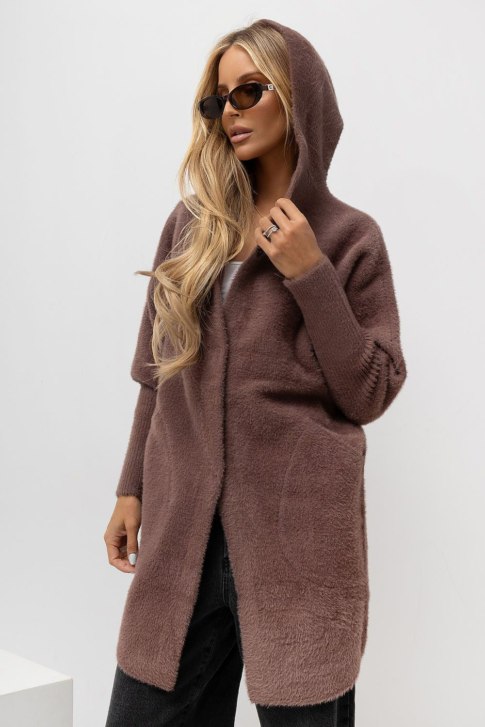 Women's Violet Hooded Transitional Coat