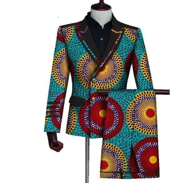 African Double-Breasted Two Piece Suit - African Suit - LeStyleParfait