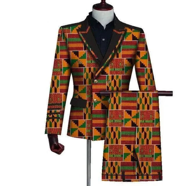 African Double-Breasted Two Piece Suit - African Suit - LeStyleParfait