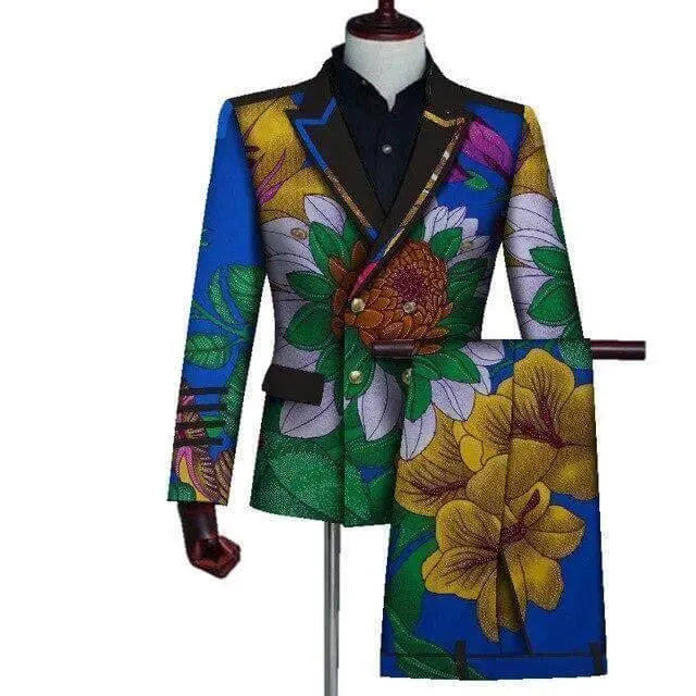 African Double-Breasted Two Piece Suit - African Suit - LeStyleParfait