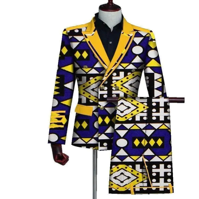 African Double-Breasted Two Piece Suit - African Suit - LeStyleParfait