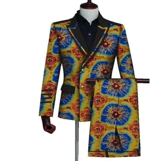 African Double-Breasted Two Piece Suit - African Suit - LeStyleParfait