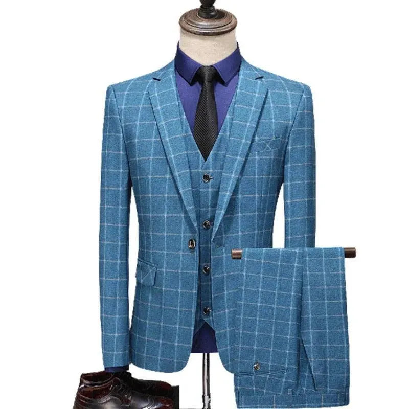 Angelo Checked Three Piece Suit - Plaid Suit - LeStyleParfait
