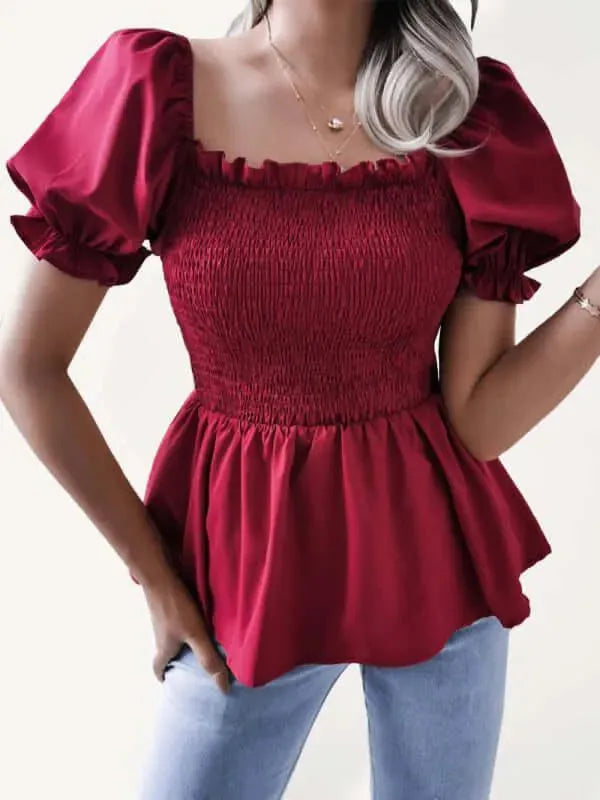 Balloon Sleeves Ruffle Women Top - Women Tops - LeStyleParfait