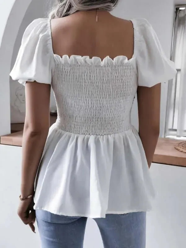 Balloon Sleeves Ruffle Women Top - Women Tops - LeStyleParfait