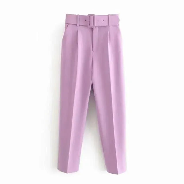 Belted High-Waisted Pants - Women Pants - LeStyleParfait