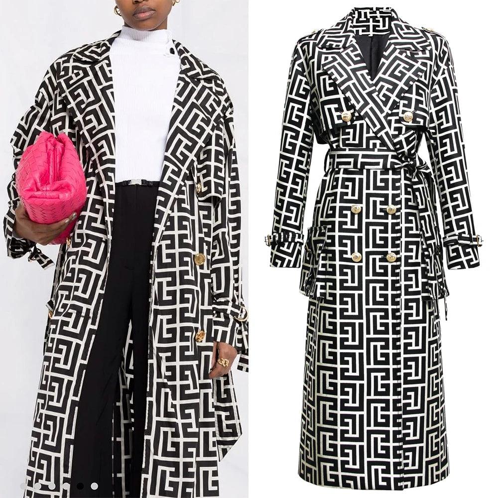 Belted Print Women's Trench Coat - Overcoat - LeStyleParfait