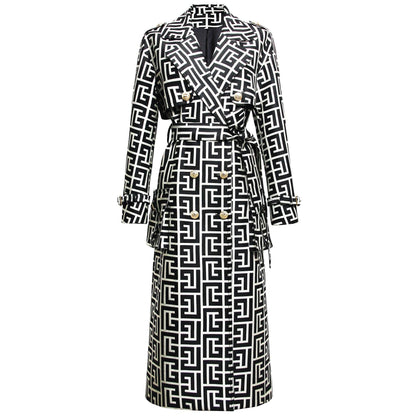 Belted Print Women's Trench Coat-women-coat-LeStyleParfait