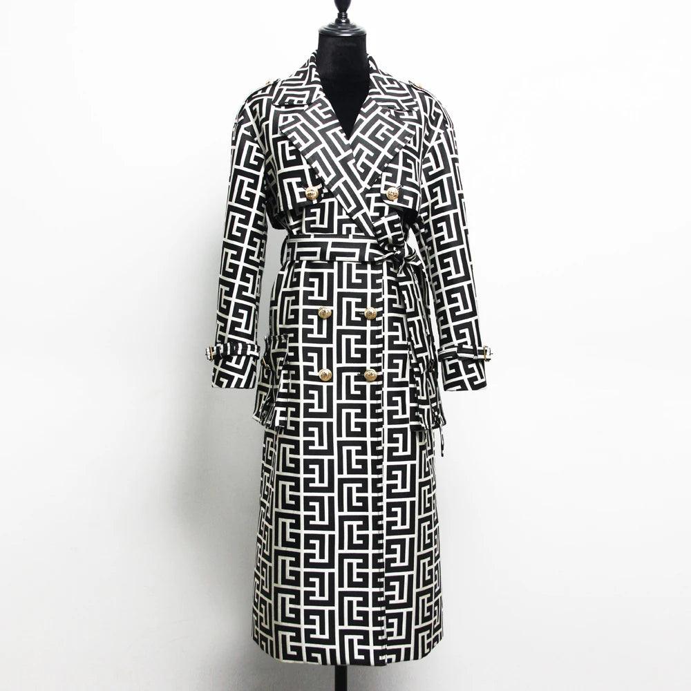 Belted Print Women's Trench Coat-women-coat-LeStyleParfait