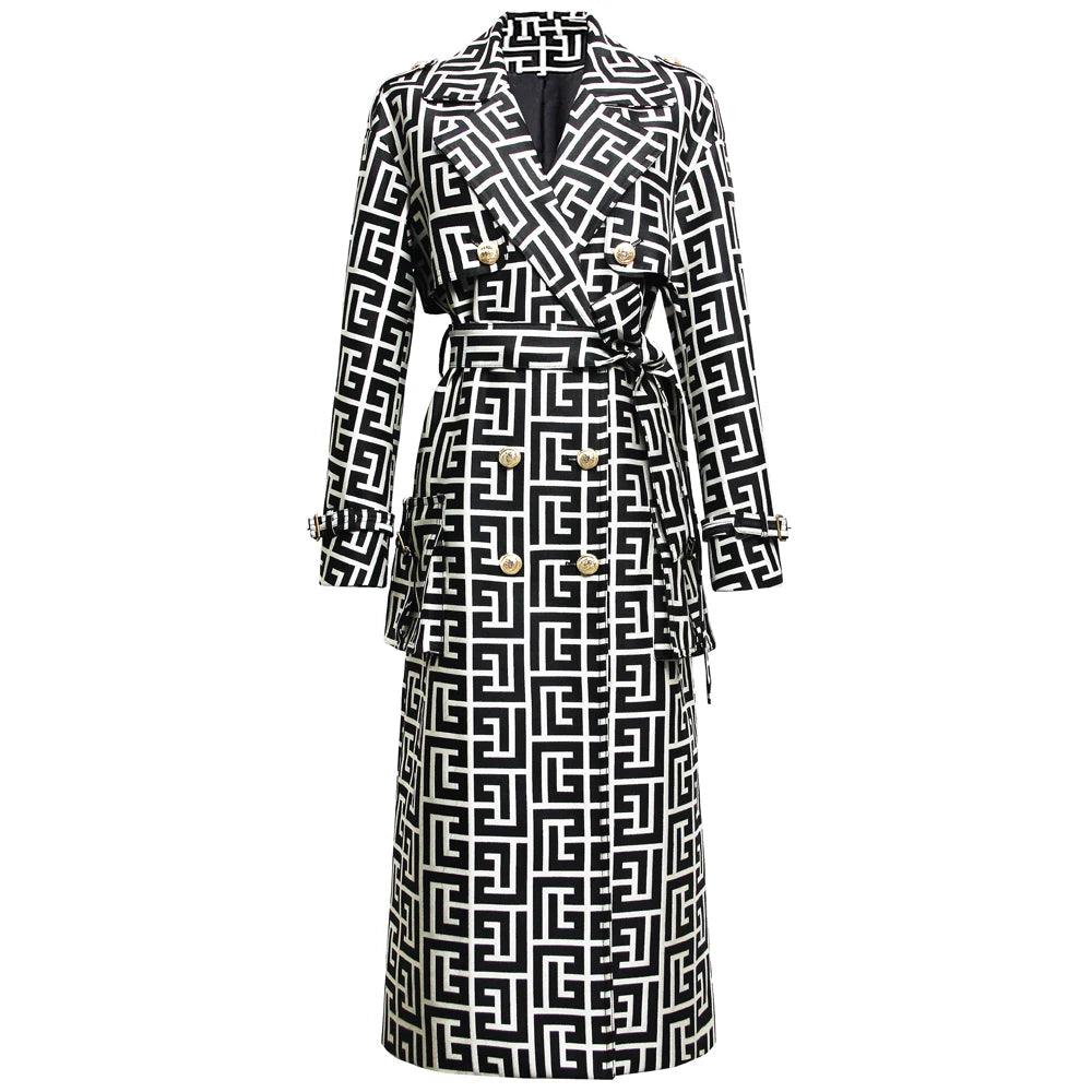 Belted Print Women's Trench Coat-women-coat-LeStyleParfait