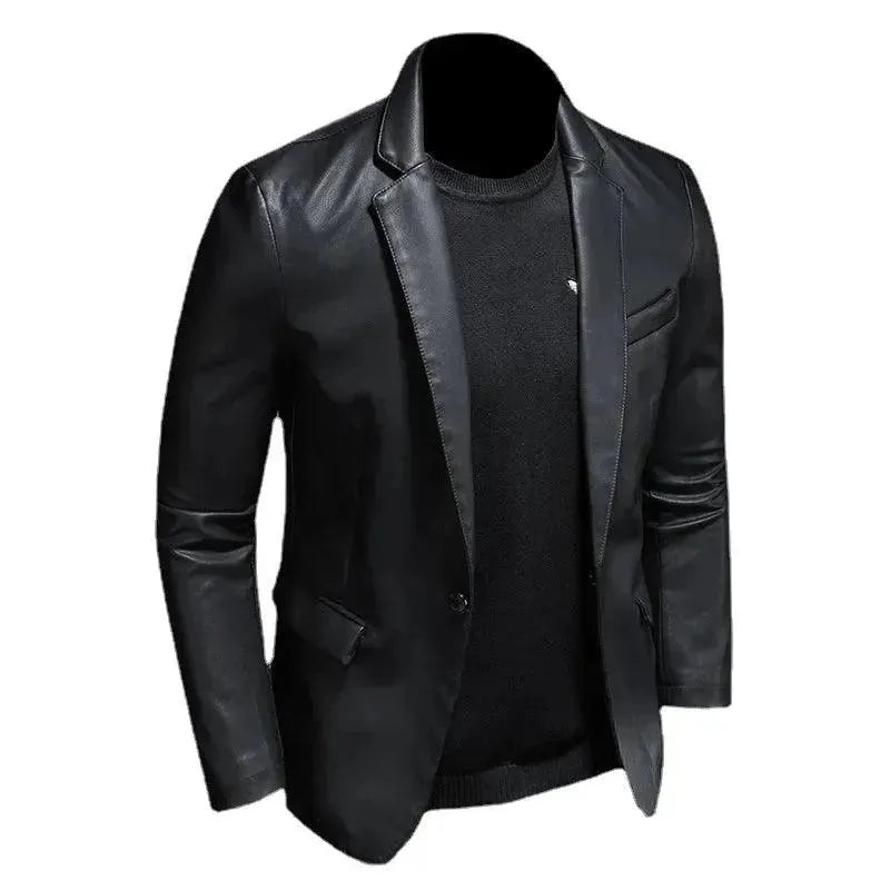 Black PU Leather Blazer for Men - Leather Blazer - LeStyleParfait