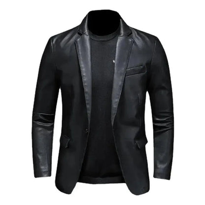 Black PU Leather Blazer for Men - Leather Blazer - LeStyleParfait