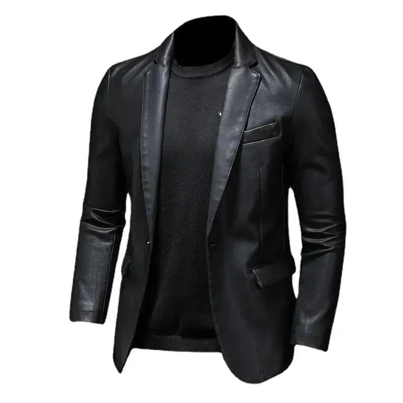 Black PU Leather Blazer for Men - Leather Blazer - LeStyleParfait