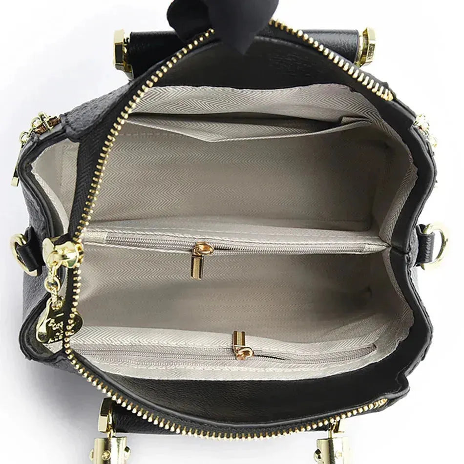 Black Women Soft Leather Handbag - Handbag - LeStyleParfait