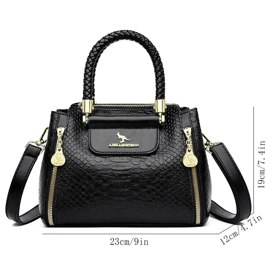 Black Women Soft Leather Handbag - Handbag - LeStyleParfait