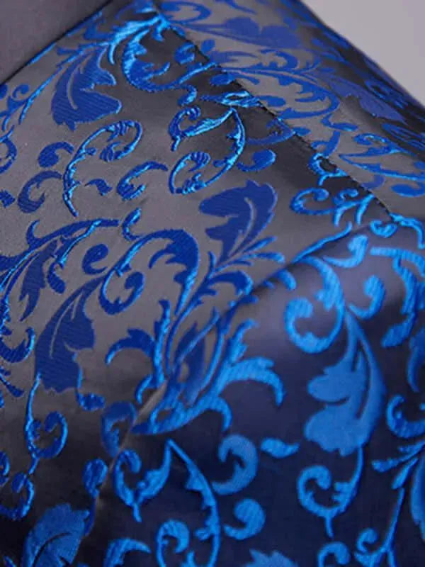 Blue Jacquard Two Piece Tuxedo Suit - Tuxedo Suit - LeStyleParfait