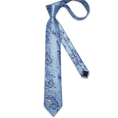 Blue Paisley Silk Necktie Set - Necktie - LeStyleParfait