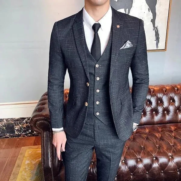 The Banker Three Piece Suit - Plaid Suit - LeStyleParfait