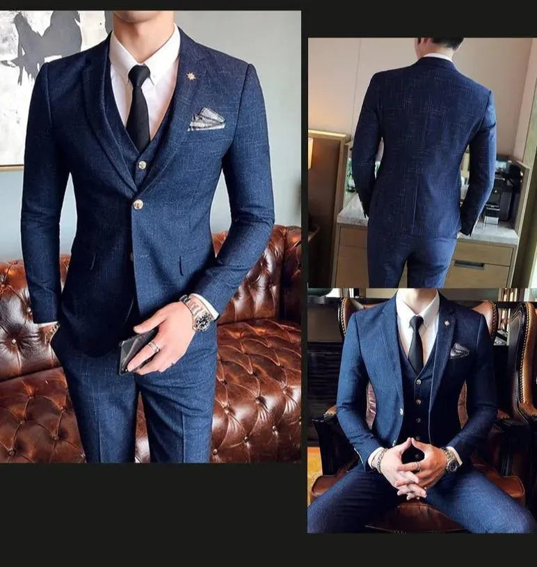The Banker Three Piece Suit - Plaid Suit - LeStyleParfait