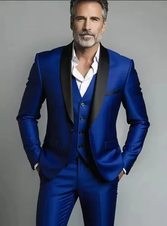 Men's Solid Color Formal Three Piece Suit