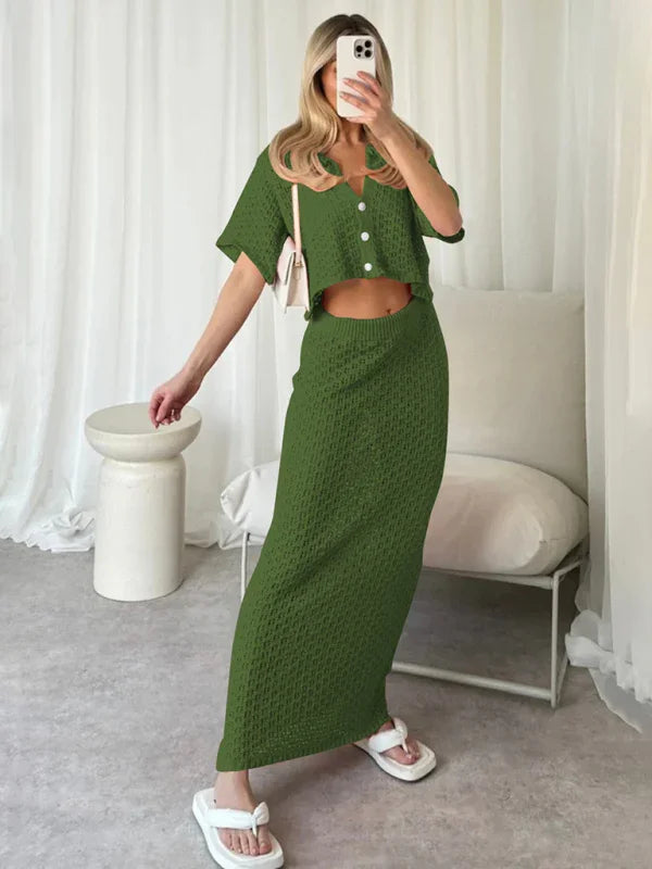 Boho Crochet V-Neck Maxi Dress